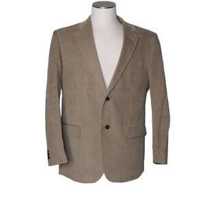 Van Heusen Mens 42R Tan Corduroy Blazer Spot On The Front Fully Lined EUC